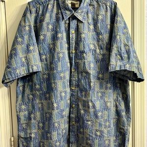 2XL Cooke Street Honolulu Mens Hawaiian Palm Tree Shirt Sleeve Shirt